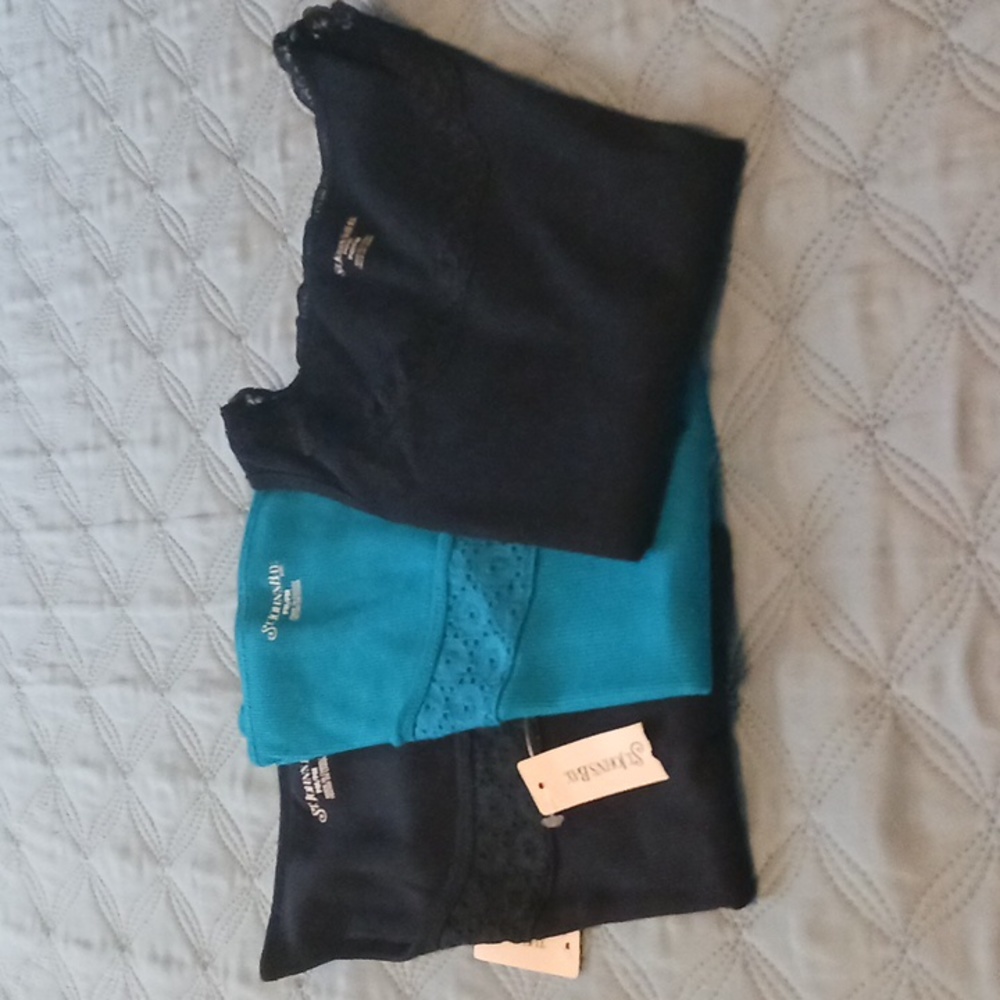 NWT Tank tops by St. John's Bay, size PM, 2 black 1 turquoise.